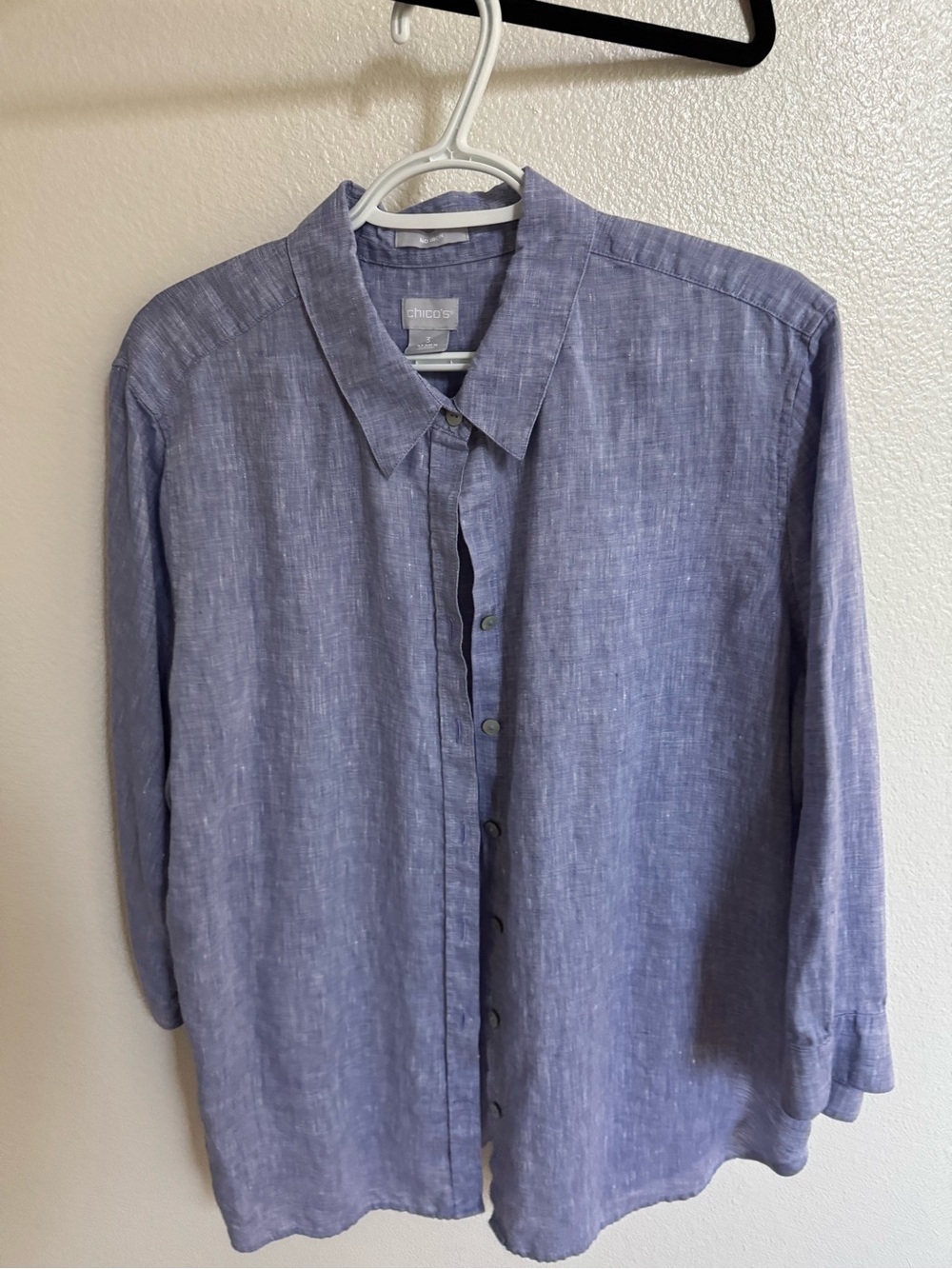 Chico's Men's Soft Lavender-Blue Casual Button-Down Shirt